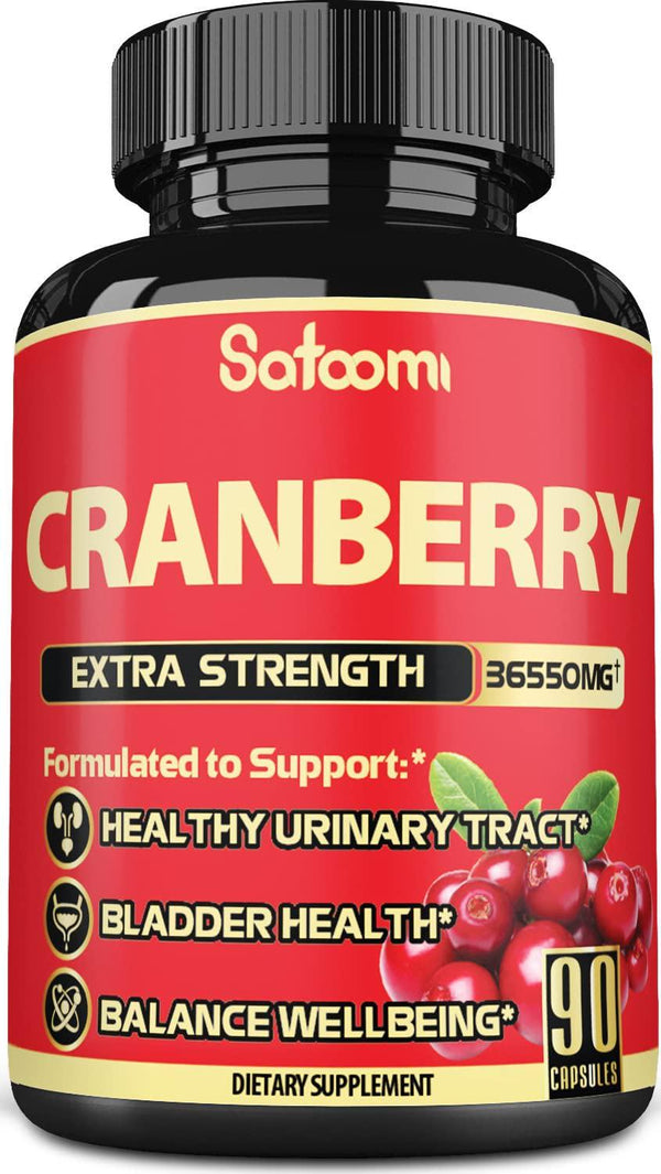 Organic Cranberry Capsules 36,550 mg - Triple Strength Ultimate Potency - UTI Vitamins Support - Bladder Health - 3 Months Supply.*