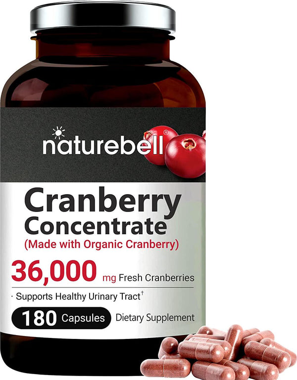 Organic Cranberry Whole Fruit Concentrate, 36, 000mg Herbal Equivalent, 90 Capsules, powerfully Supports Urinary Tract Cleanse, kidney and Bladder Health, No Gmos and Made In Usa