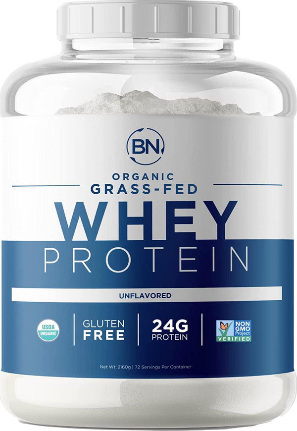 Organic Grass Fed Whey Protein Powder - USDA Organic 24g High Protein - 5 lb/72 Servings - Cold Processed - Non-GMO - rBGH-Free - Wisconsin USA