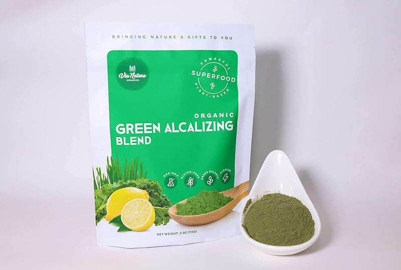 Organic Green Alcalizing Blend Powder, 4oz. | Superfood | Non-GMO | Gluten-Free | Plant-Based | Green Balance | Alkaline - by Via Natura Organics