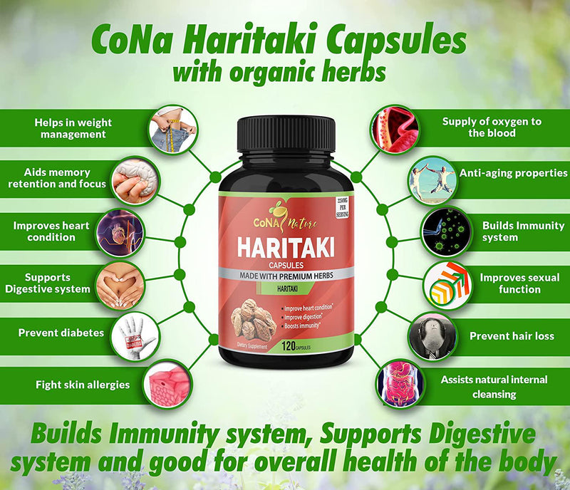 Organic India Haritaki Capsules 2250MG, Detoxification and Rejuvenation, Improving Digestion, Maintains Regularity, Internal Cleansing | Non-GMO Vegan Gluten-Free Herbs and Supplements, 120 Caps