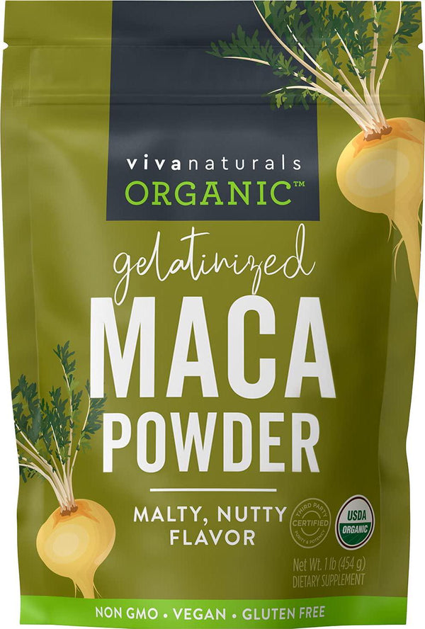 Organic Maca Powder 1lb (16 oz) Gluten Free Gelatinized Maca Powder for Easier Digestion, Certified Organic and Non-GMO