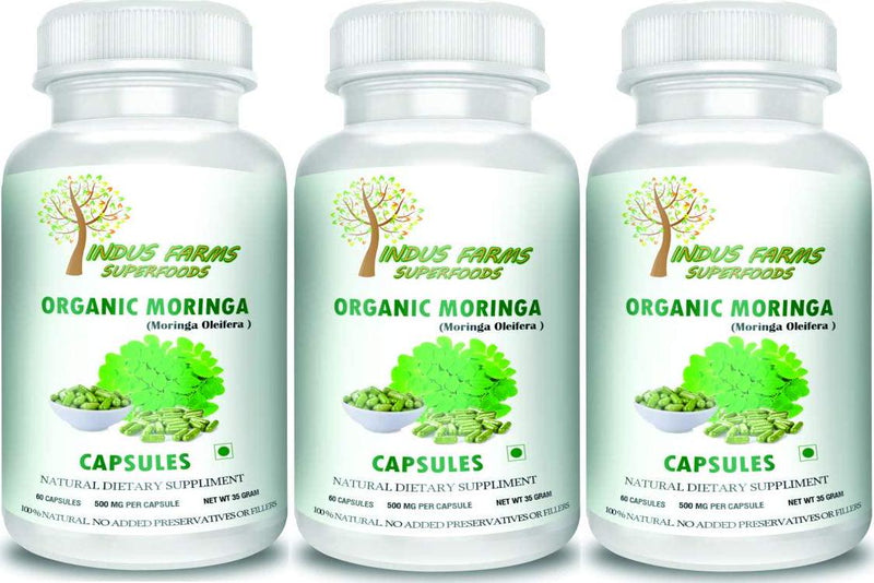 Organic Moringa Capsules Green Superfood Immunity Health 60 Capsules 100% Natural Dietary Herbal Supplement Powerhouse of Nutrients