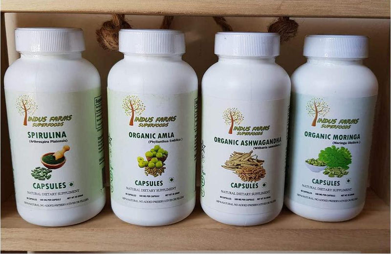 Organic Moringa Capsules Green Superfood Immunity Health 60 Capsules 100% Natural Dietary Herbal Supplement Powerhouse of Nutrients