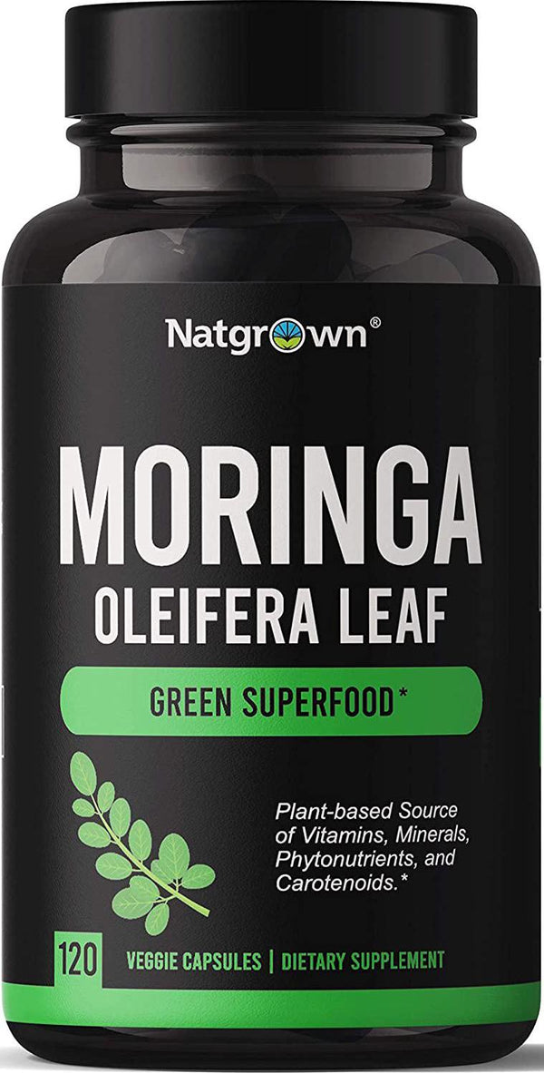 Organic Moringa Oleifera Powder Capsules 1000 mg - Moringa Leaves Green SuperFood Supplement for Men and Women - Gluten Free - Vegan Pills