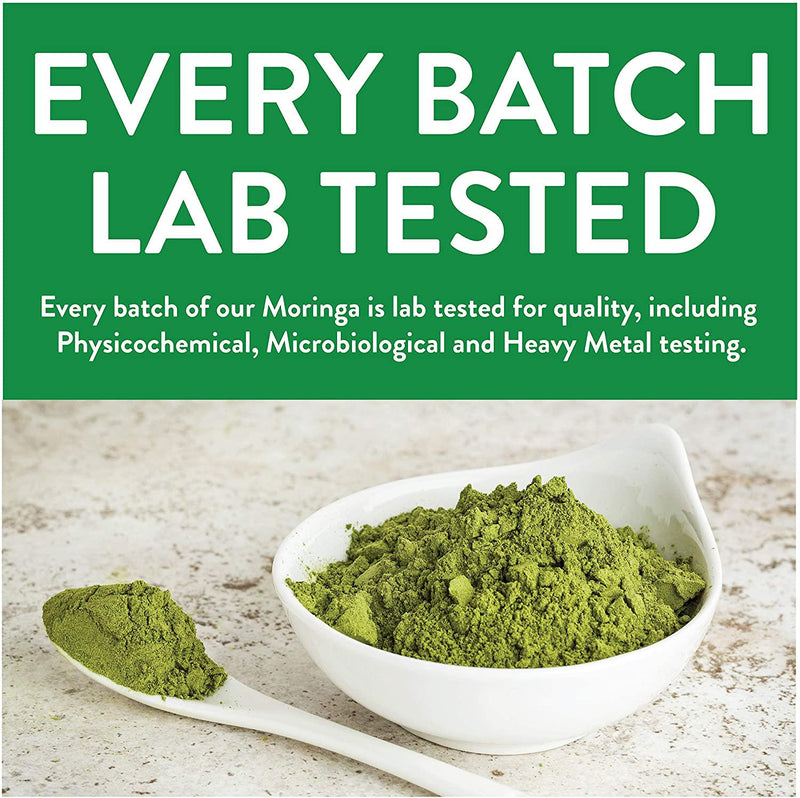 Organic Moringa Oleifera Leaf Powder | Lab Tested for Purity | Manufactured in USA | 90 Veggie Capsules | by FGO