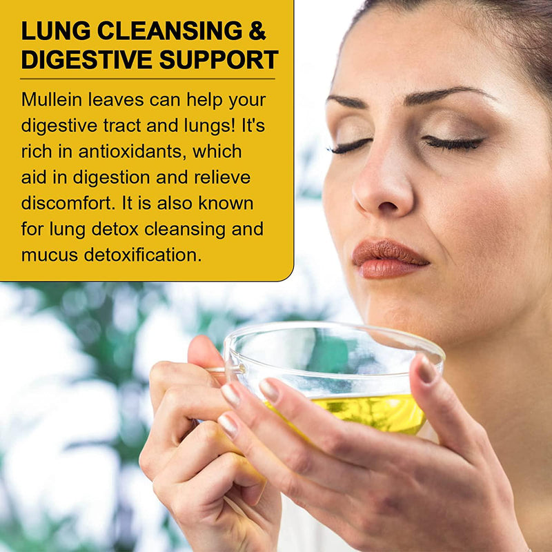 Organic Mullein Leaf Herbal Tea for Respiratory Support, Lung Cleanse and Detox and Immune Support - No Caffeine, Non-GMO - 40 Tea Bags