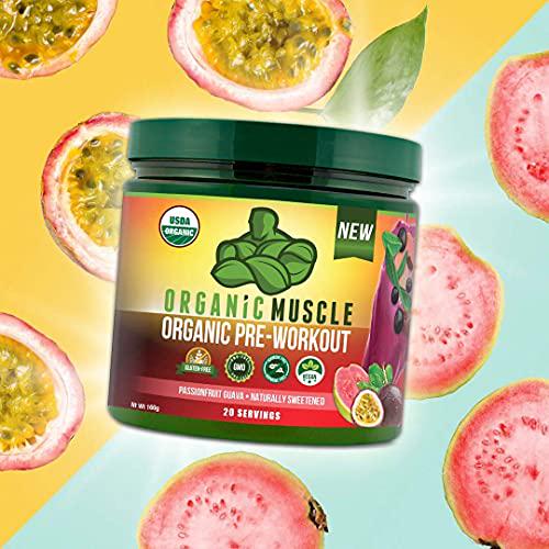 Organic Muscle Bundle - Pre-Workout Powder for Energy (Passionfruit Guava) + Replenisher for Hydration (Watermelon) - USDA Certified Organic