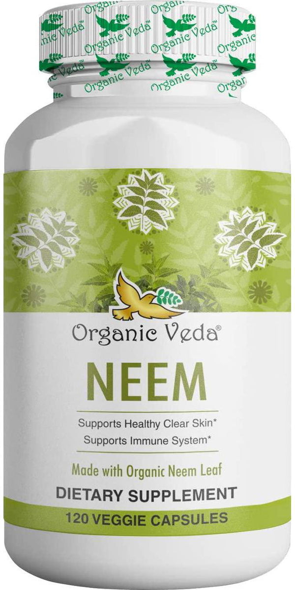 Organic Neem Leaf Powder 100 Veg Capsules. 100% Pure and Natural Raw Herb Super Food Supplement. Non GMO, Gluten FREE. US FDA Registered Facility. Kosher Certified Vegetarian Capsule. All Natural!