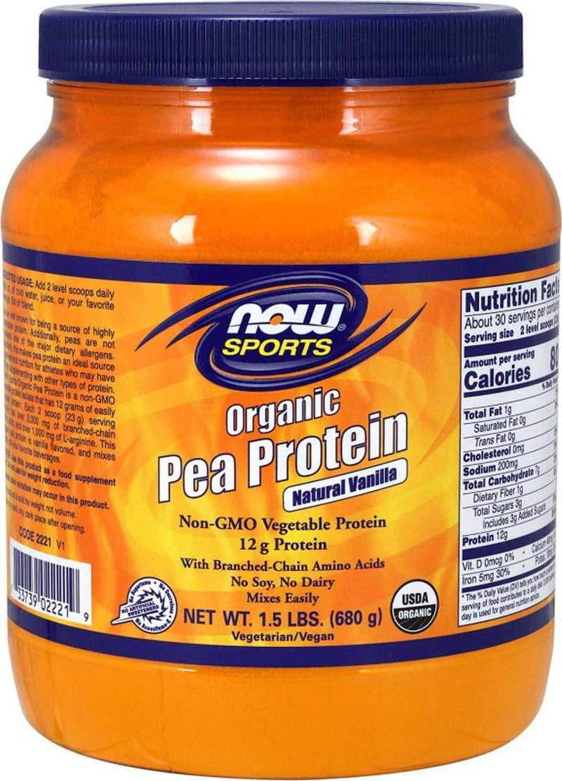 Organic Pea Protein Natural Vanilla Now Foods 1.5 lb Powder