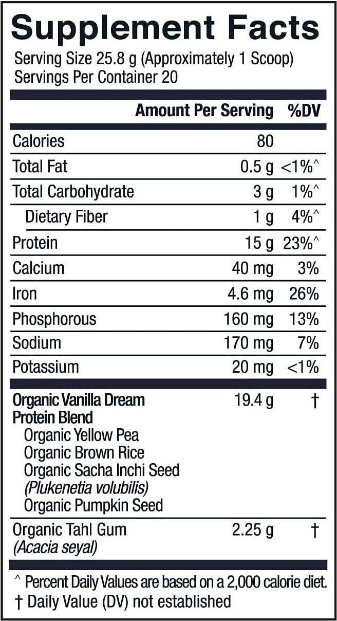 Organic Pea Protein Powder - Vanilla Dream Flavor | Low-carb Plant-Based Vegan Protein Blend - Pea, Brown Rice, Pumpkin, Sacha Inchi | 20 Servings 18.2 oz - by Live Conscious