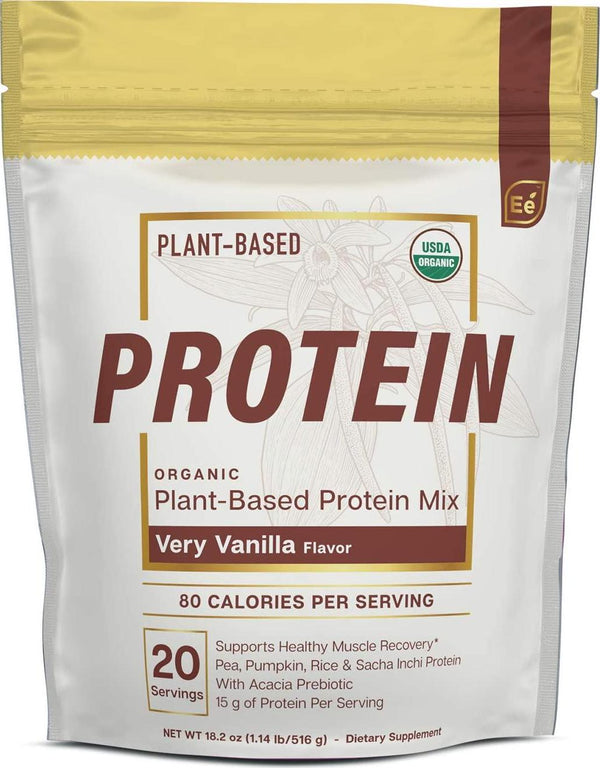 Organic Pea Protein Powder - Very Vanilla | Low-carb Plant-Based Vegan Blend - Keto-Friendly and Gluten-Free | 20 Servings, 18.2 oz - by Essential elements