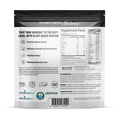 Organic Plant Based Vegan Protein Powder by Snap Supplements - Nitric Oxide Boosting Protein Powder, Vanilla Bean, BCAA Amino Acid for Muscle Growth, Performance and Recovery - 30 Servings (Chocolate)