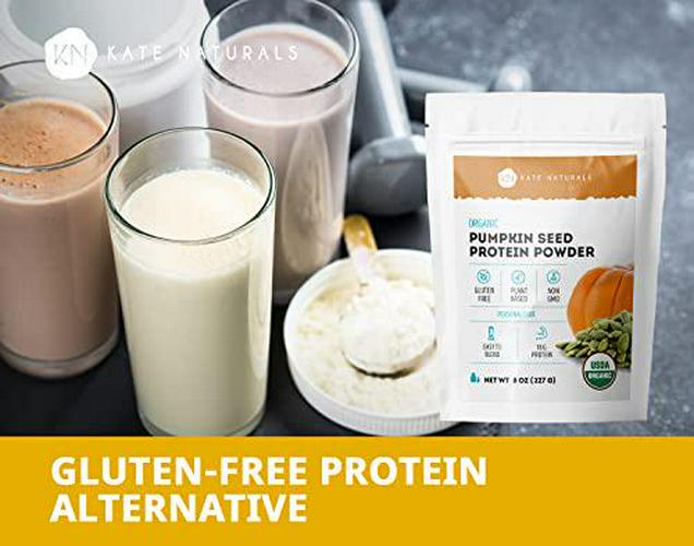 Organic Pumpkin Seed Protein Powder 8oz by Kate Naturals. Gluten-Free, Vegan Keto, and Paleo-Friendly Protein Powder.