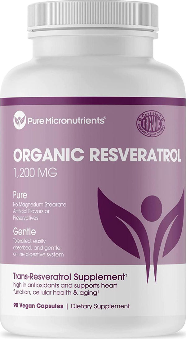Organic Resveratrol Supplement 1200mg - Extra Strength Formula for Maximum Anti Aging, Immune and Heart Health - 90 Vegan Capsules with Trans-Resveratrol, Green Tea Leaf and Black Pepper