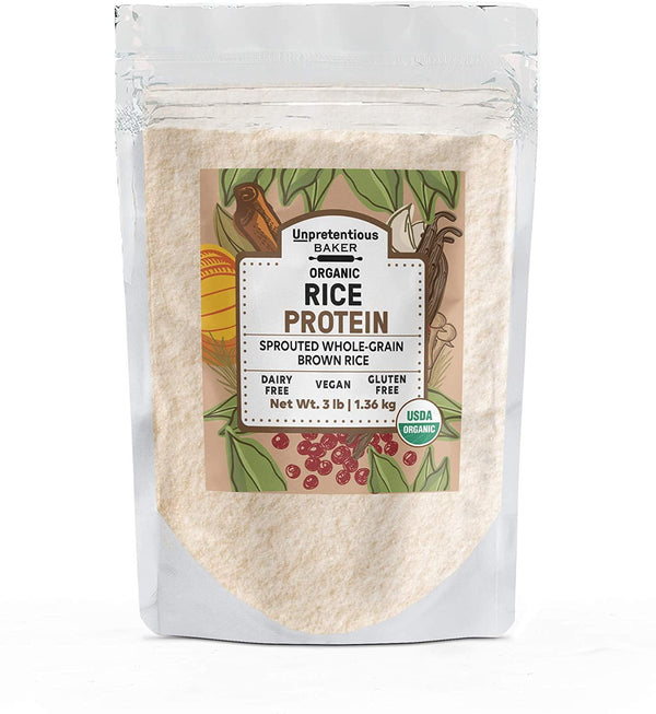 Organic Rice Protein Powder (3 lbs), Sustainably Sourced, Vegan and Gluten-Free, Alternative to Whey or Soy Protein