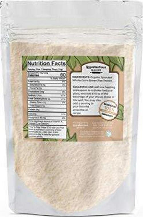 Organic Rice Protein Powder by Unpretentious Baker, 3 lb, Vegan and Gluten-Free Alternative to Whey or Soy Protein