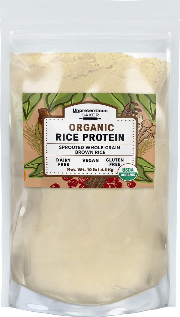 Organic Rice Protein, 10 lb, from Sprouted Whole Brown Rice, Sustainably Sourced, Vegan and Gluten-Free, Cruelty-Free, Alternative to Whey and Soy Protein, Bioavailable, Resealable Bag