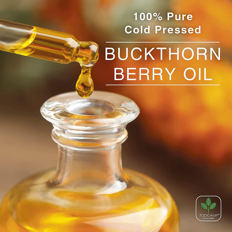 Organic Sea Buckthorn Berry Oil by TODICAMP - 100% Pure - USDA Organic Premium Sea Buckthorn Oil - Omega 7 Oil - Vitamins C, A, E, B1, B2, B6 and Amino and Fatty acids - - 1,7 fl oz