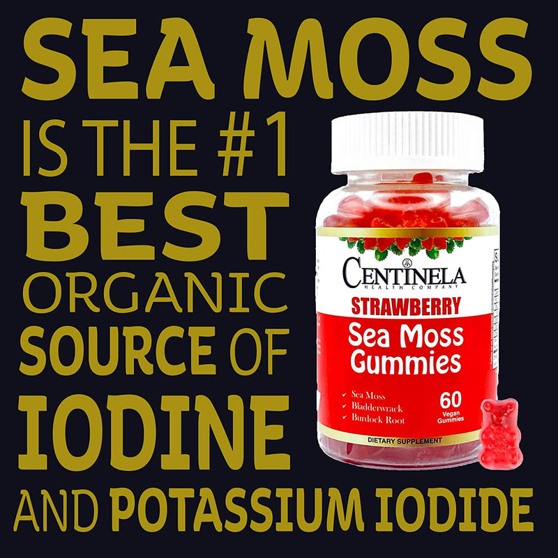 Organic Sea Moss Gummies for Adults with Irish Sea Moss, Bladderwrack, and Burdock Root - Vegan collagen superfood keto friendly wellness supplement for skin, thyroid, weight loss, metabolism and more