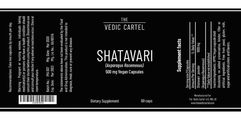 Organic Shatavari- Asparagus Racemosus 500mg Vegan Capsules