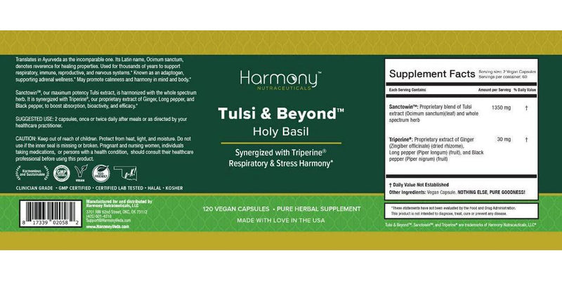 Organic Tulsi - Holy Basil Supplement - Made with Organic Herbs (Vegetarian Capsules, 120 Count)