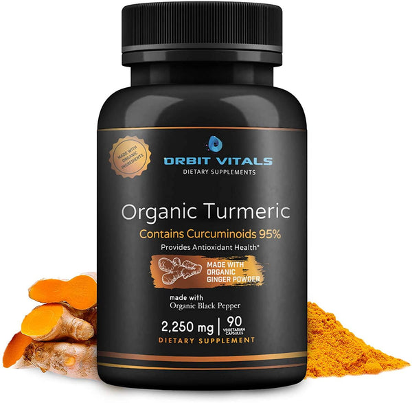 Organic Turmeric Curcumin with Ginger and Black Pepper - 2250mg Highest Potency and Bioavailability with 95% Standardized Curcuminoids - Premium Joint and Immune Support Non-GMO Gluten Free Vegan Capsules