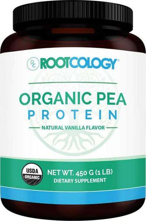 Organic Vanilla Pea Protein Powder - Rootcology USDA Certified Organic Pea Protein with 20g Plant Protein by Izabella Wentz (450g / 15 Servings)