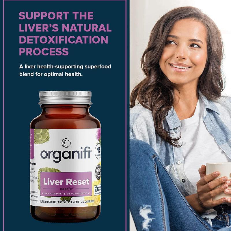 Organifi Liver Reset - Organic Liver Detox, Digestive and Immunity Support - 30 Capsules - Optimal Levels Balance - Helps with Proper Bile Production and Cellular Energy Production