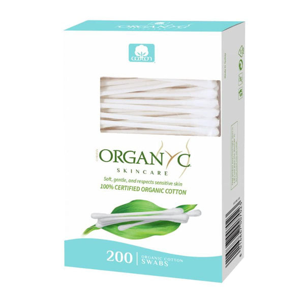 Organyc 100% Certified Organic Cotton Swabs - No Man-Made Materials, 200 Count, White