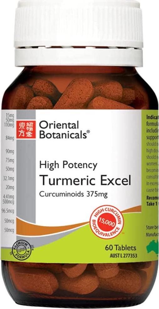 Oriental Botanicals Turmeric Excel 60 Tablets, 60 count