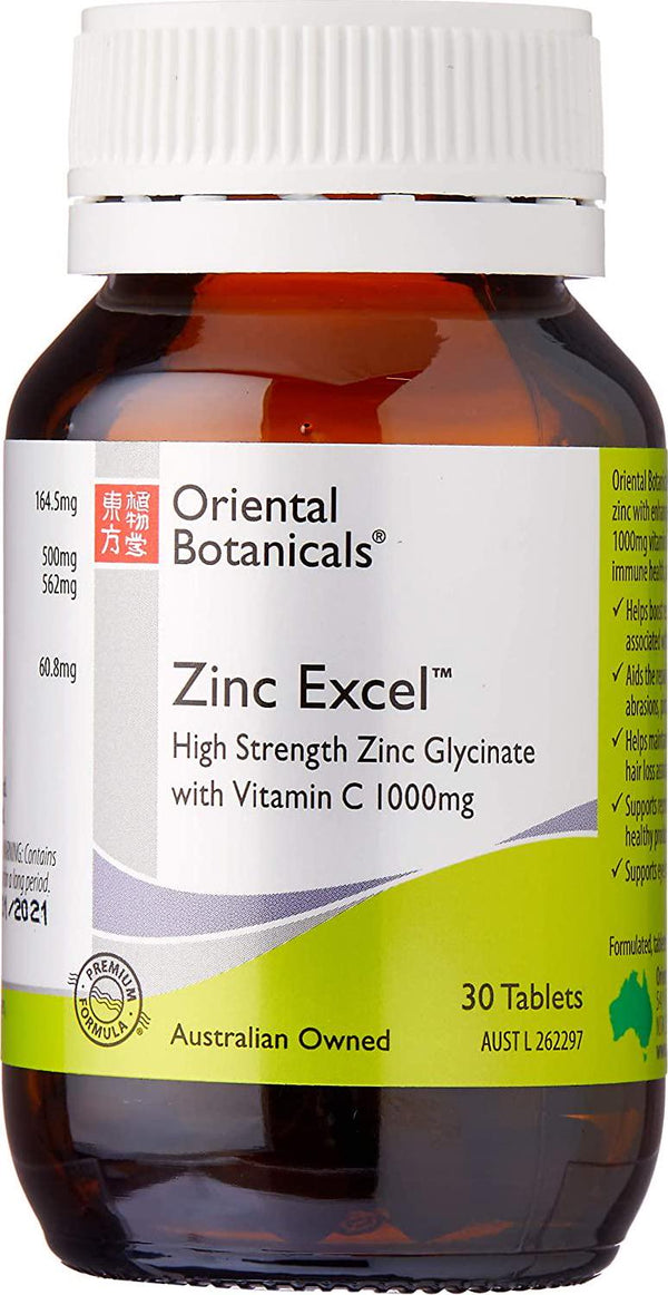 Oriental Botanicals Zinc Excel 30 Tablets, 30 count