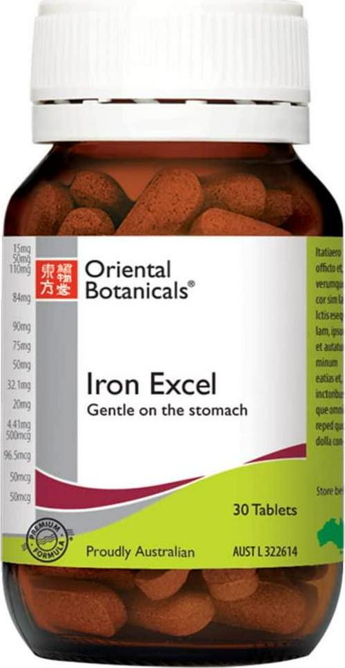 Oriental Botanicals Iron Excel 30 Tablets, 30 count