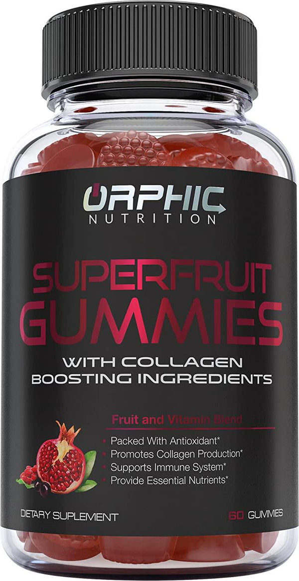 Orphic Nutrition Superfruit Vegan Gummies - Supports Collagen Production and Immune System for Women and Men* - 60 Vitamins Gummy for Beauty, Wellness, Hair and Skin