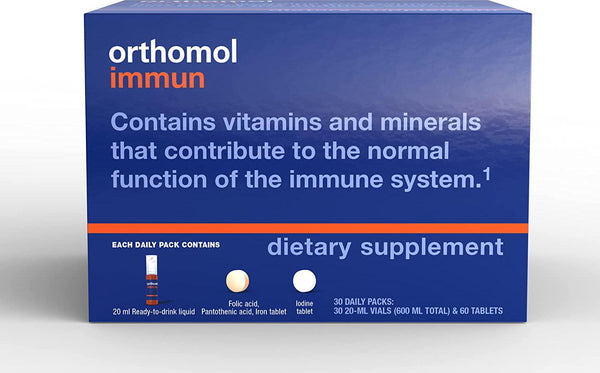 Orthomol Immun Powder, Immune Support Supplement, 30-Day Supply, Vitamins A, B, C, D, E, Zinc, Iodine