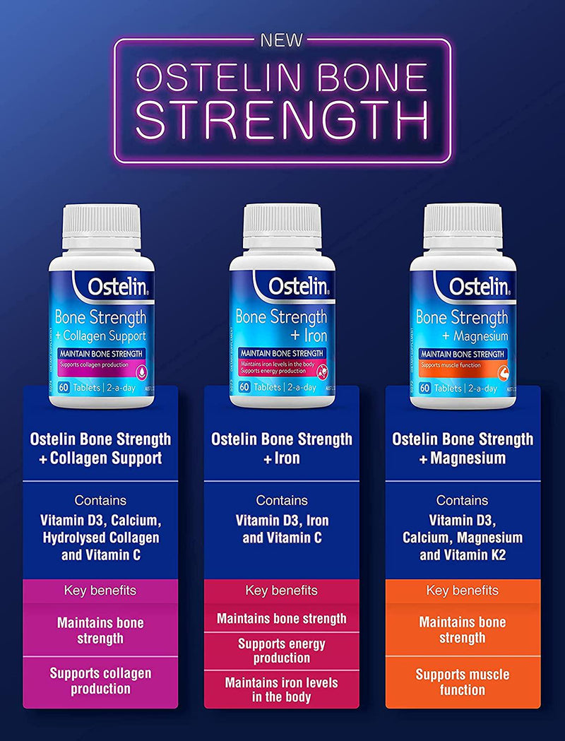 Ostelin Bone Strength + Iron with Vitamin D - D3 for Bone Health, 60 Tablets