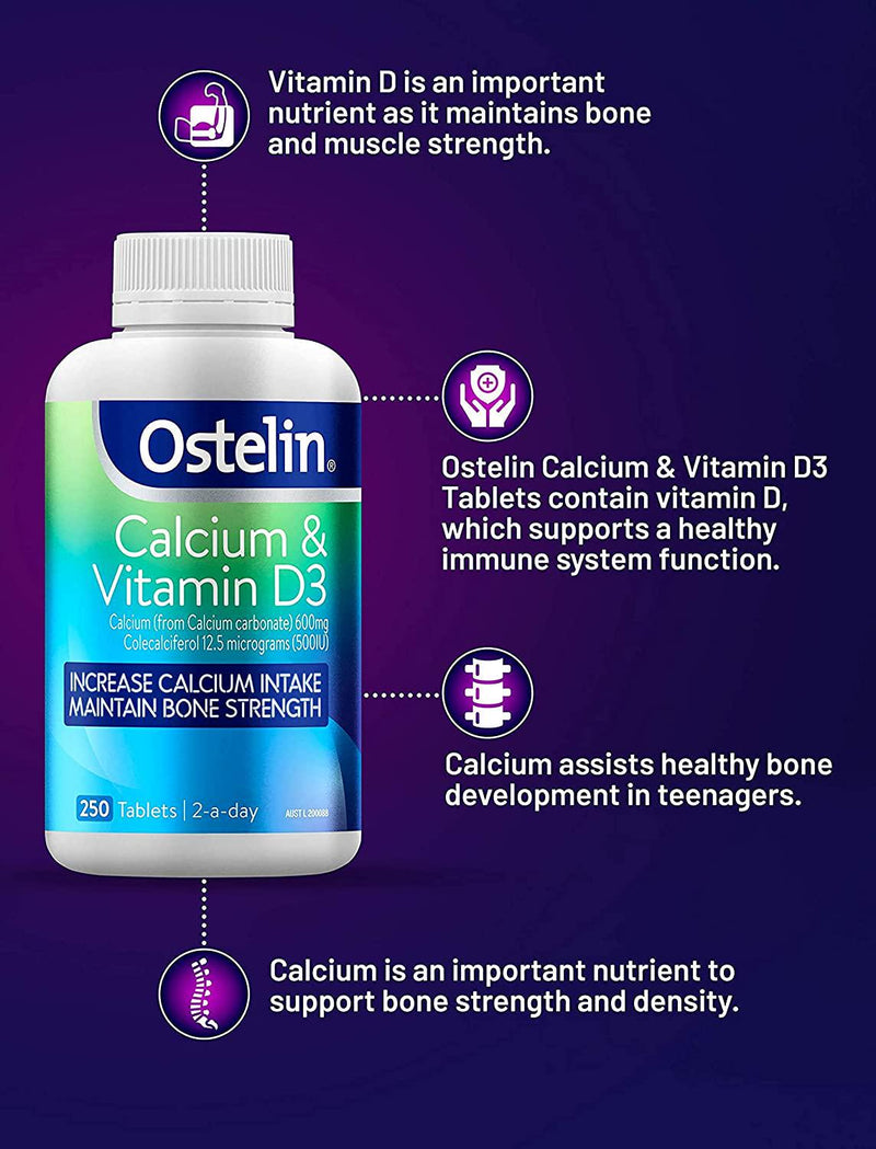 Ostelin Calcium and Vitamin D3 250 Tablets