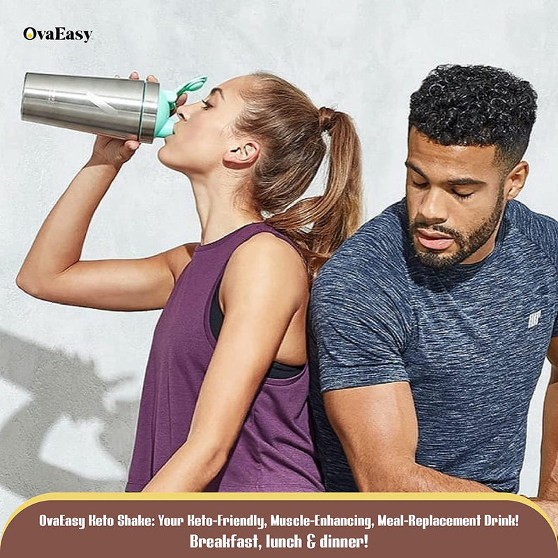 OvaEasy Keto Shake Dutch Chocolate Protein Powder, Meal Replacement for Weight Loss, 12.7 Ounces