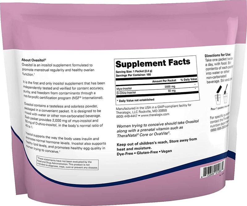 Ovasitol Inositol Powder 90 Day Supply | Myo Inositol 2000mg | D-Chiro Inositol 50mg | 180 Packets