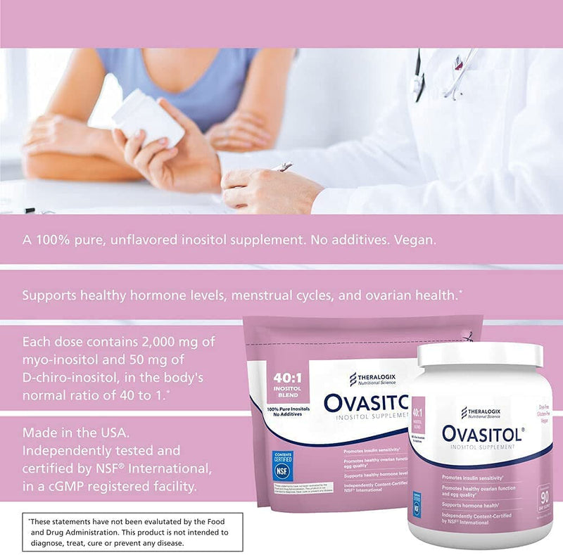 Ovasitol Inositol Powder 90 Day Supply | Myo Inositol 2000mg | D-Chiro Inositol 50mg | 180 Packets