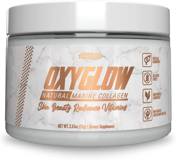 OxyGlow Natural Marine Collagen Powder by EHPlabs - Hydrolyzed Marine Collagen Fish Peptides - Boosts Skin Elasticity and Firmness, Accelerates Nail Growth and Strengthens Hair, 30 Serves (Unflavoured)