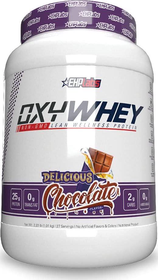 OxyWhey Lean Wellness Whey Protein by EHPlabs - 25g of Protein Per Serving, 100% Pure Lean Premium Whey Protein, 27 Serves (Delicious Chocolate)