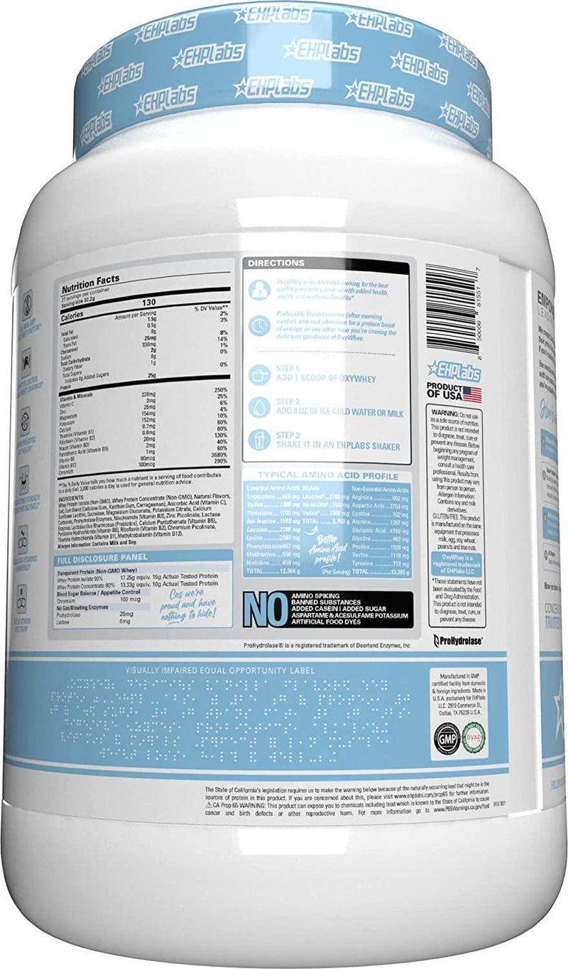 OxyWhey Lean Whey Protein by EHPlabs - 25 Grams of 100% Pure, Lean, Non-GMO Whey Protein, 27 Serves (Vanilla Ice-Cream)