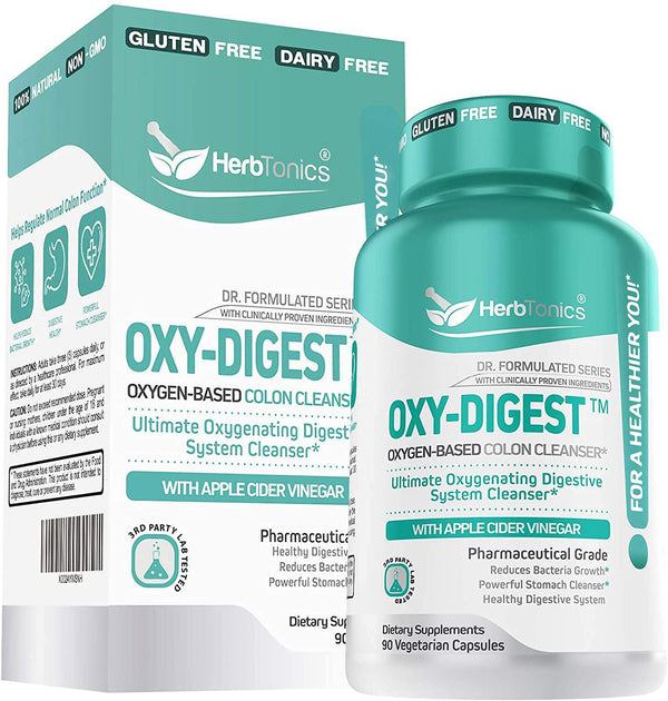 Oxygen Based Colon Cleanse and Detox Digestive System Formula | with Apple Cider Vinegar | 90 Vegan Pills Capsules for | Women and Men | Cleanser Supplement