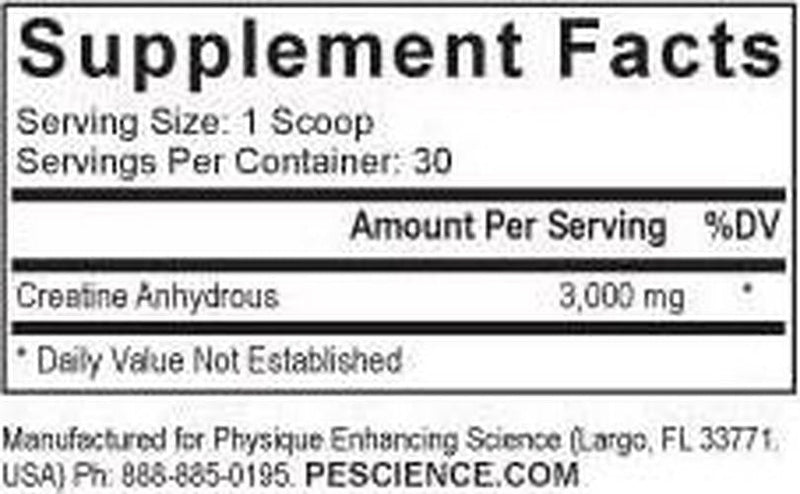 PEScience Trucreatine Creatine Anhydrous, 30 Count
