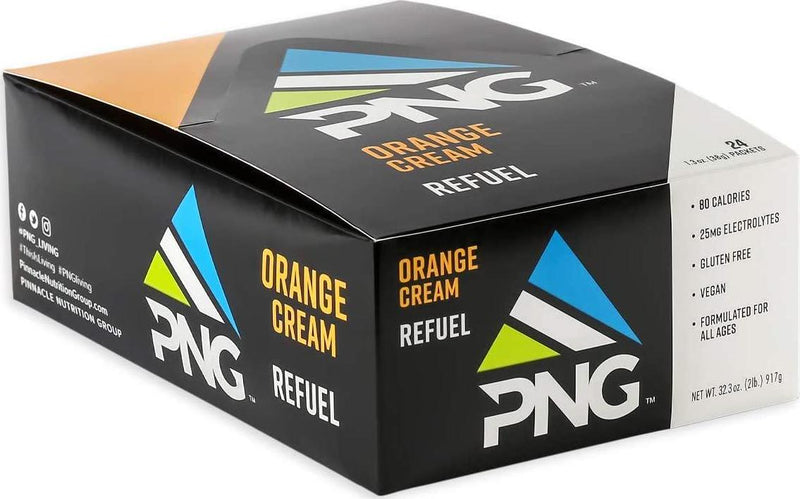 PNG Sports Refuel Energy Gel Pack - Endurance Energy Gels, Isotonic, Energy Nutrition Gel with Electrolytes, No Caffeine - Orange, 24 Pack