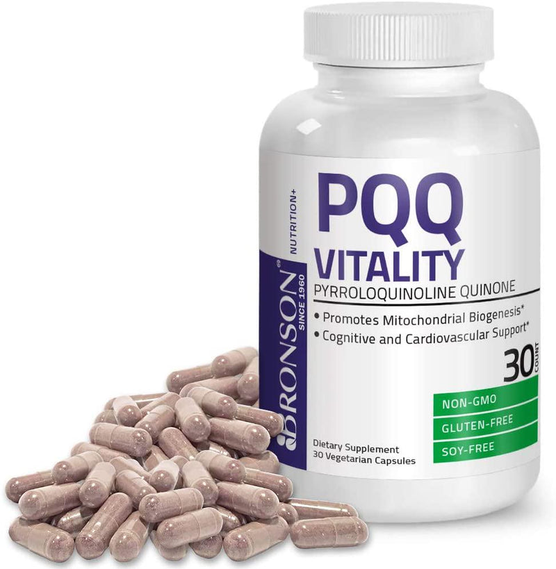 PQQ Vitality Pyroloquinoline Quinone - Promotes Mitochondrial Biogenesis - Non-GMO Gluten Free Soy Free, 30 V-Caps