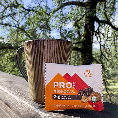 PROBAR - Bite Organic Energy Bar, Peanut Butter Chocolate Chip, Non-GMO, Gluten-Free, USDA Certified Organic, Healthy, Plant-Based Whole Food Ingredients, Natural Energy (12 Count)