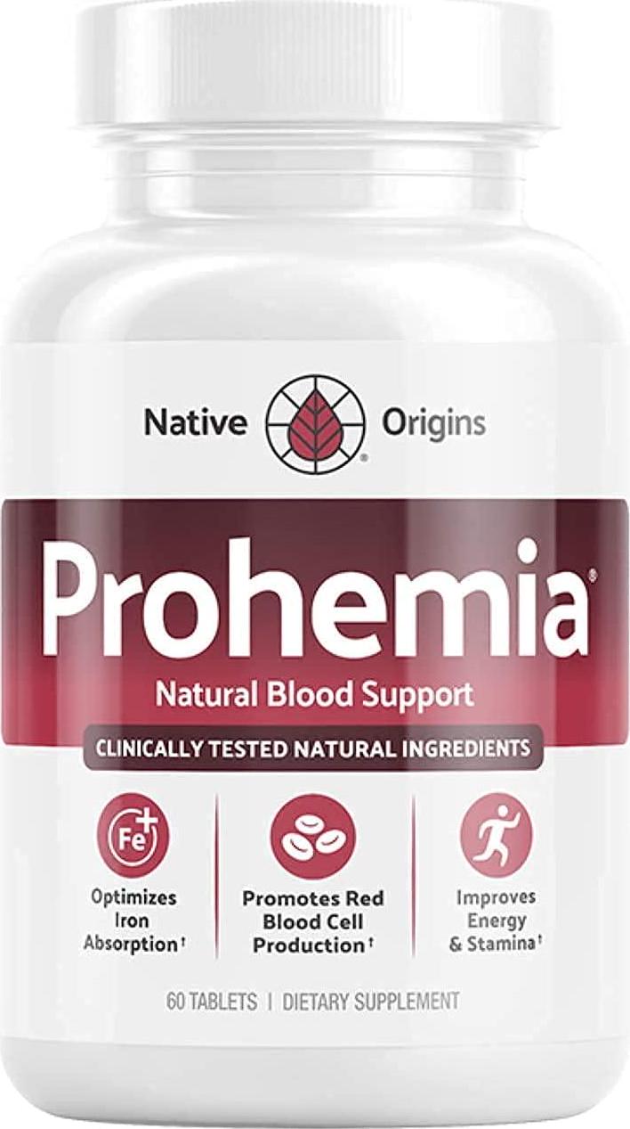 PROHEMIA Natural Blood Builder and Support for Healthy Iron Levels, Oxygen and Red Blood Cells Production, Non-GMO - 60 Tablets