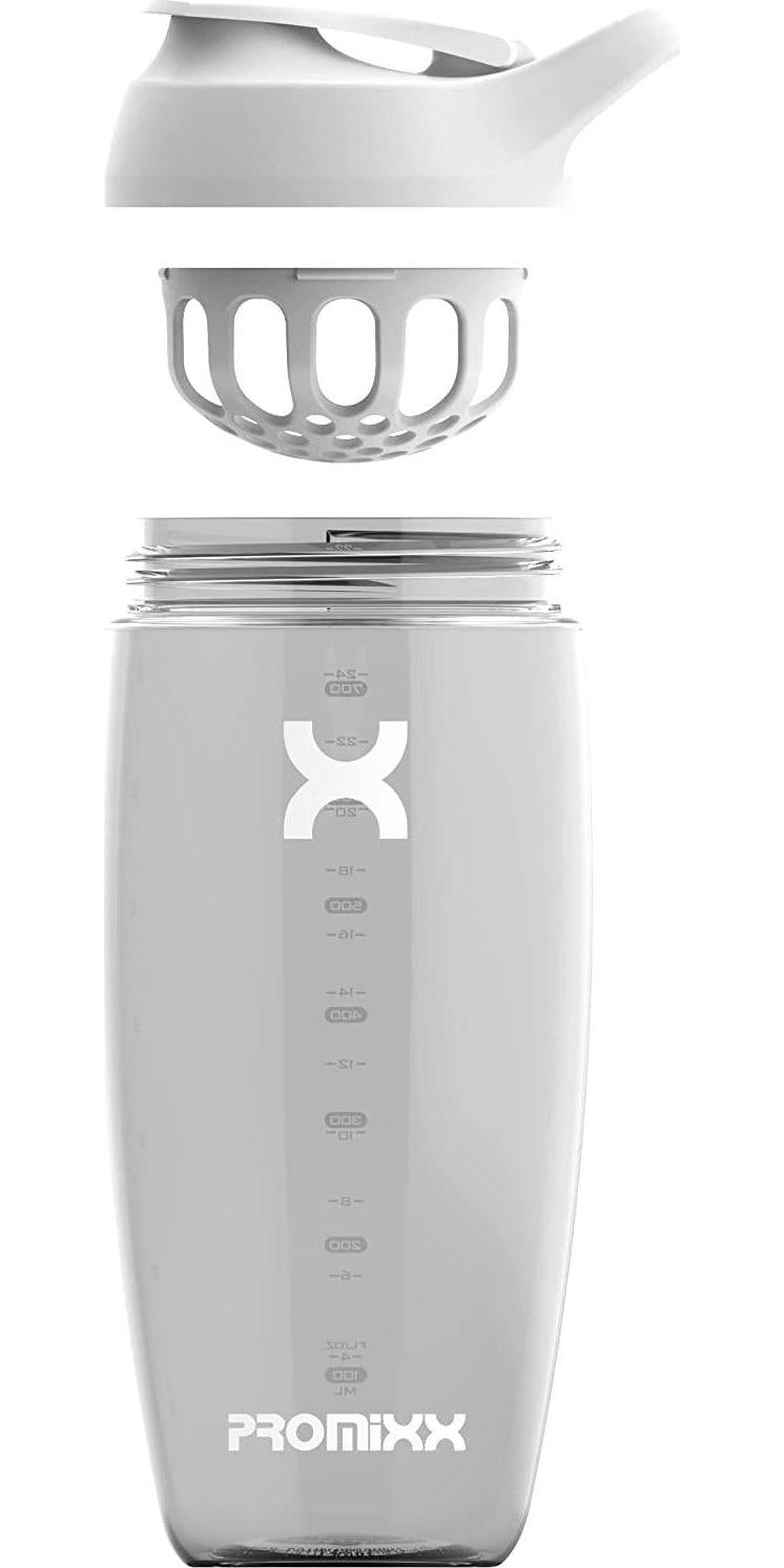 PROMiXX Shaker Bottle - Premium Protein Shaker Cup for Protein Mixes and Supplement Shakes - Easy Clean, Durable Cup (24oz, Arctic White)